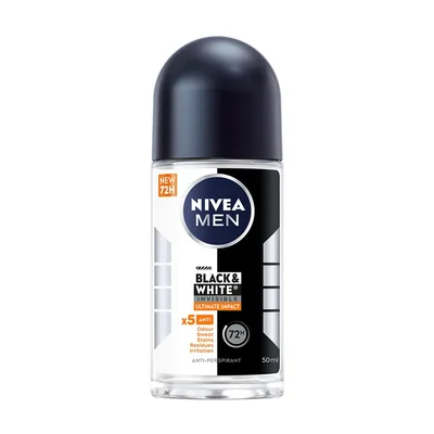 Антиперспірант Nivea MEN Black & White Invisible Ultimate Impact 5in1 Roll-On 50 мл (42397656)