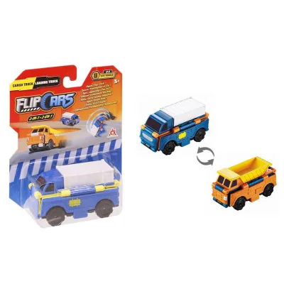 Масштабна модель автомобіля Flip Cars 2 в 1 Вантажівка і Навантажувач (EU463875-12)
