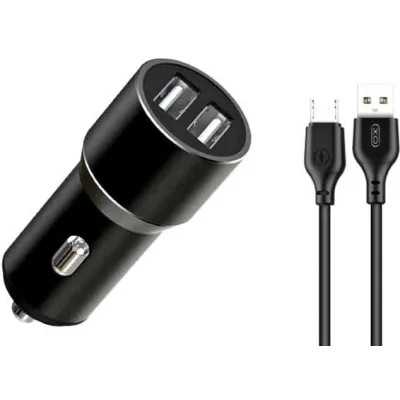 Зарядний пристрій XO TZ09 2.4A/2 USB + cable microUSB Black (XO-TZ09M-BK)