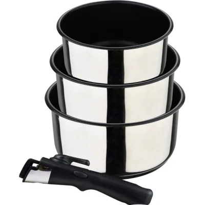Ківш Bergner Click & cook, набір зі знімною ручкою 1.5/2.1/3 л, 4 предмети (BG-32293-MM)