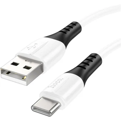 Дата кабель USB 2.0 AM to USB-C 1.0m 3A silicone X82 white HOCO (6931474768582)