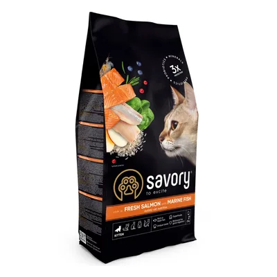 Сухий корм для кішок Savory Kitten rich in Fresh Salmon with Marine Fish 2 кг (4820261921144)