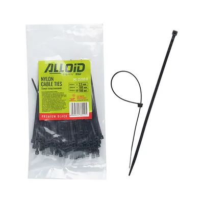 Стяжка Alloid 2.5х100мм, пластик, 100шт./уп., чорний (PC-25100B)