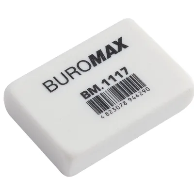 Гумка Buromax М прямокутна 32x22x8 мм біла (BM.1117) (упаковка 60 шт)