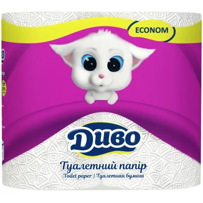 Туалетний папір Диво Econom 2 шари білий 4 рулони (4820003832066)