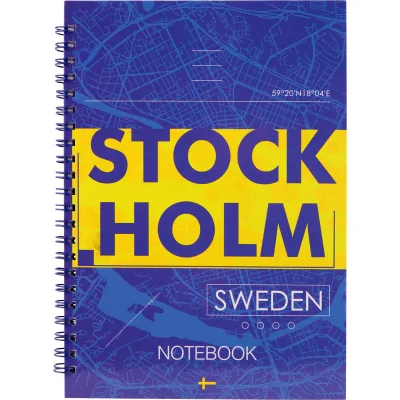 Блокнот Axent на спіралі тверда обкл., А5, 96арк. Stockholm (8032-08-A)