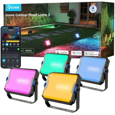 Світильник Govee H8057 Outdoor FLood Lights, 4шт, RGBICWW, WI-FI/Bluetooth, чорний (H8057C11)