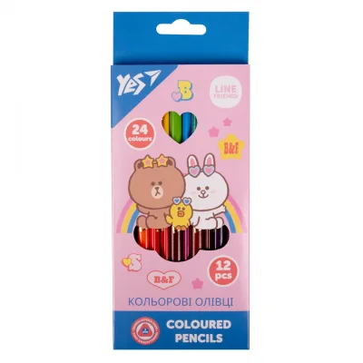 Олівці кольорові Yes Line Friends двосторонні 12 шт. 24 кол. (290713)