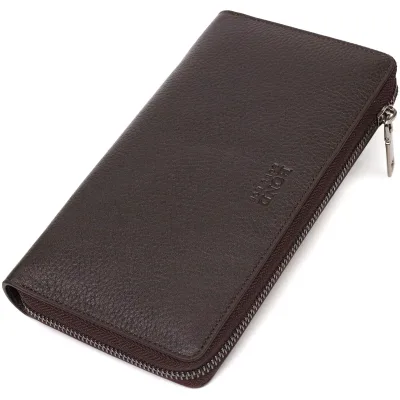 Гаманець Bond Accessories З одним відділенням з натуральної шкіри Коричнева (22032)