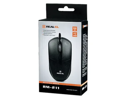 Мишка REAL-EL RM-211 USB Black (EL123200001)