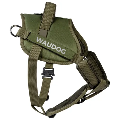 Шлея для собак WAUDOG PRO-2 світловідбивна, металевий фастекс M хакі (688231)