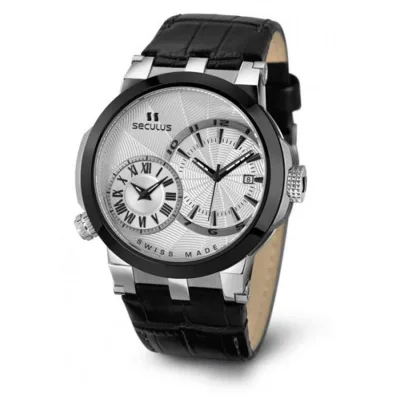 Наручний годинник Seculus 4511.5.775.751 white, ss-ipb, black leather