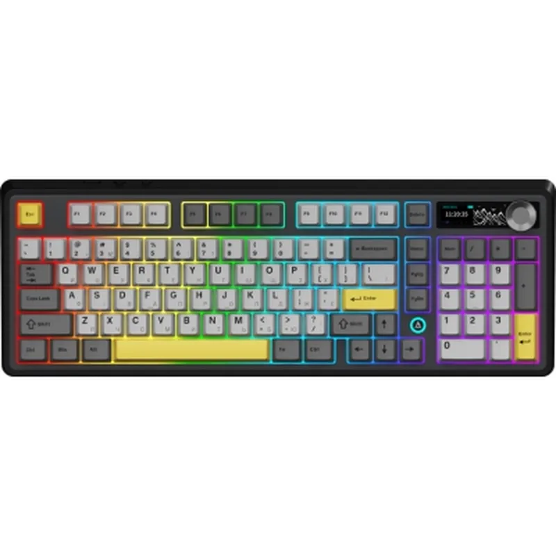 Клавіатура Ajazz AK980 V2 Maillard Switch Wireless/Bluetooth/USB UA Black/Grey/Yellow (AK980-V2-M-BGY)