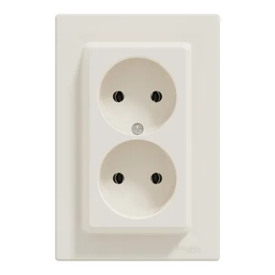 Розетка Schneider Electric ASFORA без заземлення подвійна крем (EPH9700123)