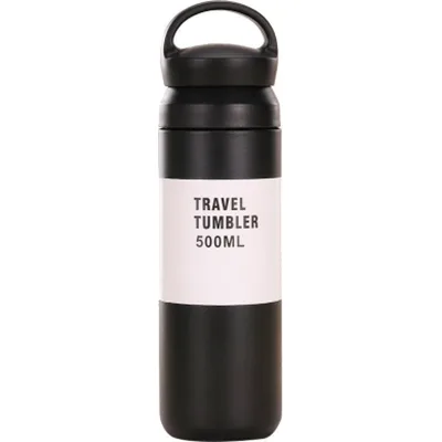 Термос Merlion Travel Tumbler 350 мл, подвійна кришка з ручкою, чорний (SUS304-350Black)