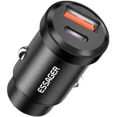 Зарядний пристрій Essager 1xUSB-C 30W + 1xUSB black (ECCAC-TL01)