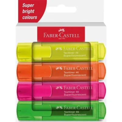 Набір маркерів Faber-Castell текстових Textmarker 46 Superfluorescent, 4 кольори в картонній коробці (32578)