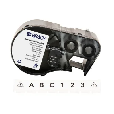 Стрічка для принтера етикеток Brady M4C-500-595-WT-BK, безперервна стрічка, 12.7 mm × 7.62 m, black on white, вініл, універсальні вс (170818)