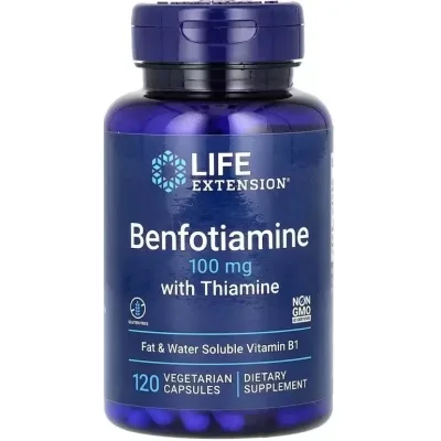 Вітамінно-мінеральний комплекс Life Extension Бенфотіамін з тіаміном, 100 мг, Benfotiamine with Thiamine, 120 вегета (LEX-92012)