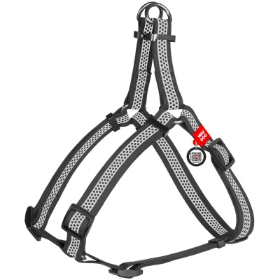 Шлея для собак WAUDOG Waterproof з QR паспортом M Ш 20 мм Д 50-80 см сіра (261911)