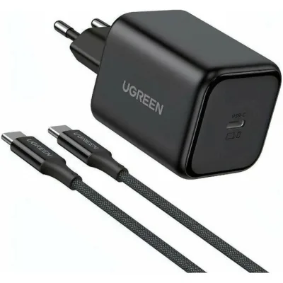 Зарядний пристрій Ugreen USB-C GaN 45W + cable USB-C to USB-C X524 black (65054)