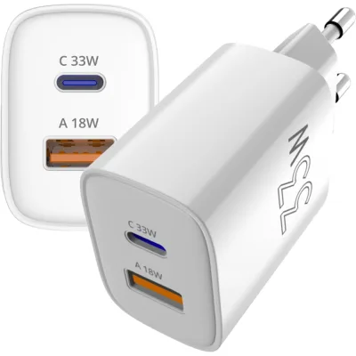 Зарядний пристрій Sigma 1xUSB-C PD33W + 1xUSB QC3.0 GaN X-power PS33-01 white (4827798527719)
