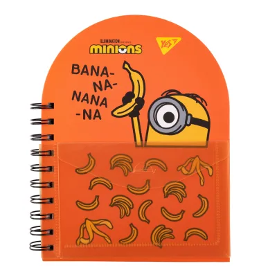 Блокнот Yes В6+ подвійна cпіраль з пластиковою кишенею Minions крапка (151793)