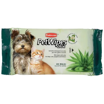 Вологі серветки для тварин Padovan Pet Wipes Aloe 40 шт (8001254004624)