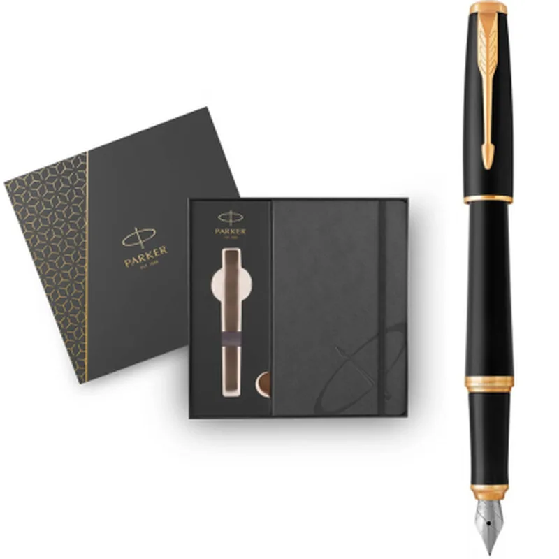 Ручка пір'яна Parker URBAN 17 Muted Black GT FP F + блокнот Parker + подар.упаковка GIFT24 (30 011b24)