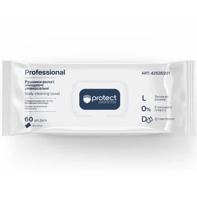Вологі рушники Protect Professional Очищаючі універсальні 60 шт. (4823071669145)