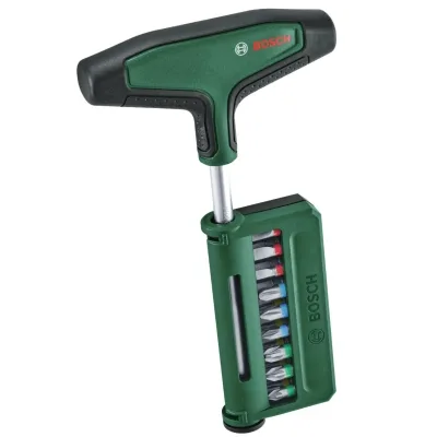 Викрутка Bosch для біт, Т-подібне руків'я, 19 насадок, 100mm, сталь CrV (1.600.A03.9J3)