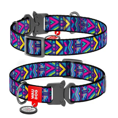 Нашийник для тварин WAUDOG Nylon з QR паспортом "Інді" металічна пряжка-фастекс XL (5072)