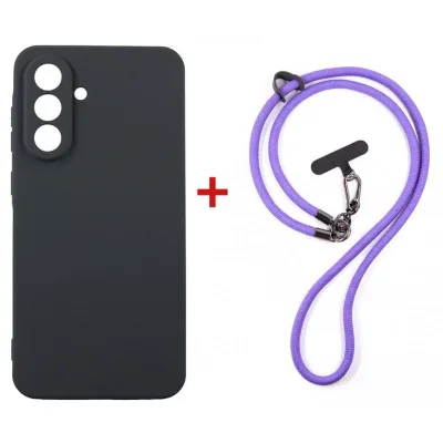 Чохол до мобільного телефона Dengos Case + Cross-body Strap Samsung Galaxy A57 Black+Purple (DG-KM-CCRB-10)