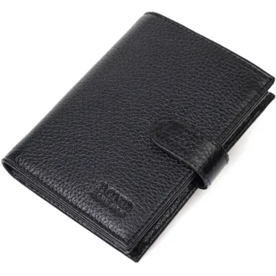 Портмоне Bond Accessories З натуральної зернистої шкіри Чорне (22055)