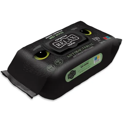 Вологі серветки Relax Tissue Black Антибактеріальні 120 шт. (4820237500991)