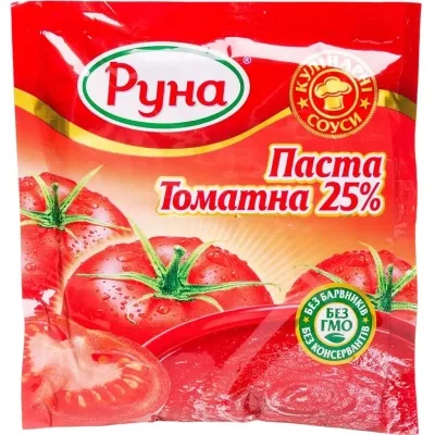 Соус Руна Томатна паста з вмістом сухих речовин 25% 70 г (4820015945075)