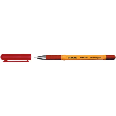 Ручка кулькова Stanger Fine point 0,7 мм, з грипом, червона, 10 шт (M 0.7-18000300057)