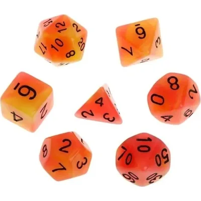 Набір кубиків для настільних ігор Games 7 Days Double Color Glow in the dark 7 Dice Set - Red-Orange (g7dglowdc03)