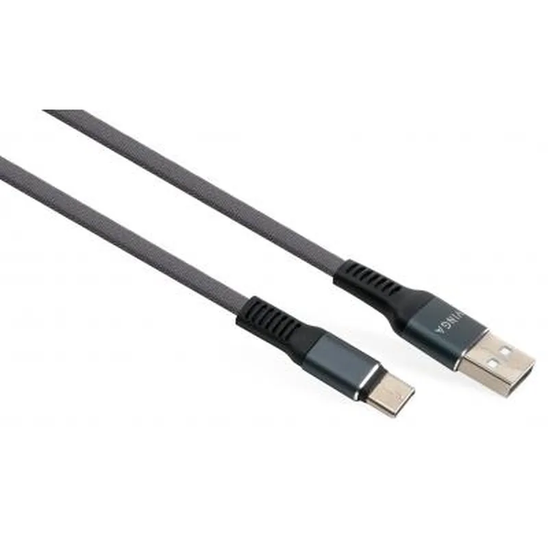 Дата кабель USB 2.0 AM to USB-C 1.0m flat nylon gray Vinga (VCPDCTCFNB1GR)