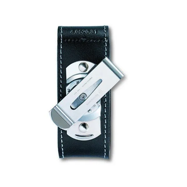 Чохол на пояс Victorinox 84-91мм шкір.чорн на липучці с повор. клипом 2-4 шари
