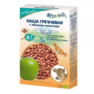 Дитяча каша Fleur Alpine молочна гречана з яблуком 200 г (4006303632173)