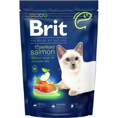 Сухий корм для кішок Brit Premium by Nature Cat Sterilized Salmon 300 г (8595602553013)