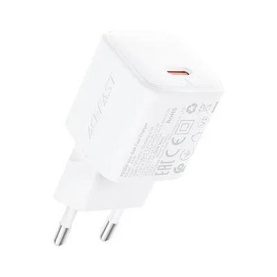 Зарядний пристрій Acefast A118 USB-C PD30W GaN white (6974316285366)