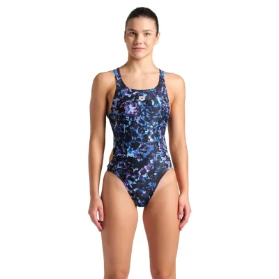 Купальник Arena Rockin Swimsuit Swim Tech Mult 008159-889 чорний, синій, фіолетовий 40 (3468337406525)