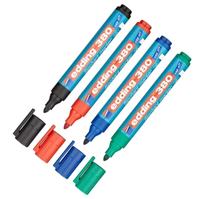 Набір маркерів Edding Flipchart e-380 1,5-3 мм, round tip, SET 4colors (blister PV (380/4/BL)