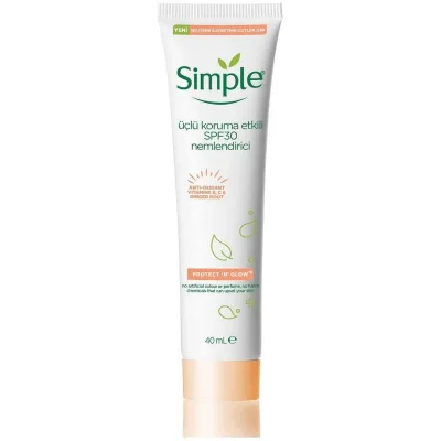 Крем для обличчя Simple Protect & Glow Потрійного захисту з SPF 30 Зволожувальний 40 мл (8717163866900)