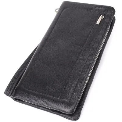 Гаманець ST Leather Шкіряний з відділенням під телефон Чорний (23101)