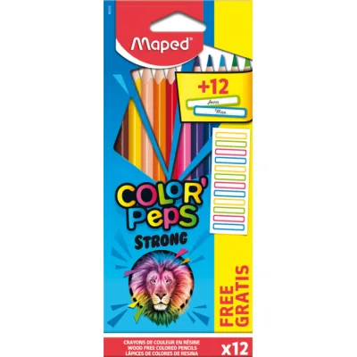 Олівці кольорові Maped COLOR PEPS Classic, 12 кольорів + 12 наклейок (MP.862725)