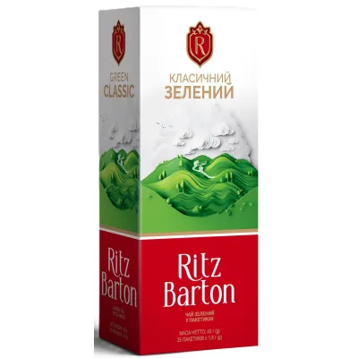 Чай Ritz Barton Класичний Зелений 25 пакетиків по 1.8 г (4820279611280)