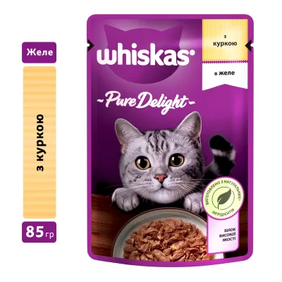 Вологий корм для кішок Whiskas Pure Delight курка в желе 85 г (5900951303333) (упаковка 28 шт)